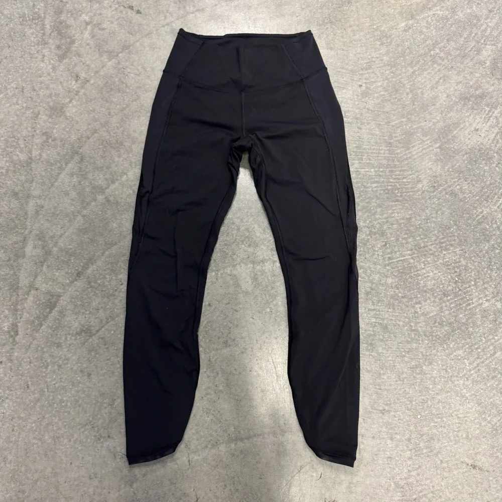 Women's Lululemon Leggings Black Mid Rise Athletic Yoga Pants Sz 6